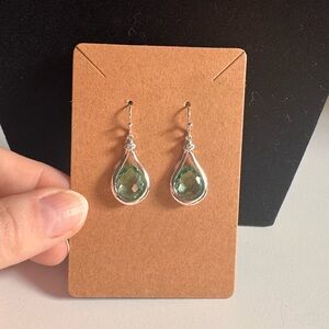 Natural Green Amethyst Teardrop Earrings